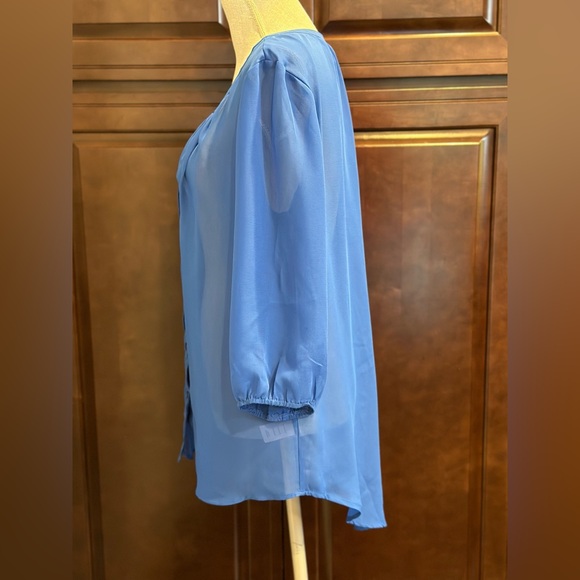 Olsenboye Sheer blue blouse top shirt size large - Picture 4 of 4